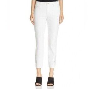 NYDJ Alina Lift Tuck Embroidered Ankle White Stretch Jeans SZ 12